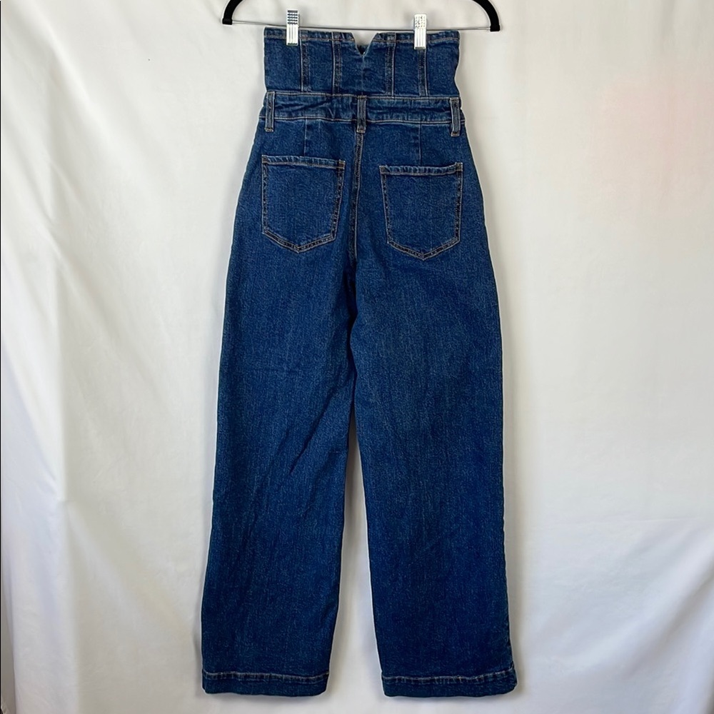 Forever 21 Ultra High-Waisted Wide Leg Blue Jeans with Button Front - Size 25 - Picture 8 of 13